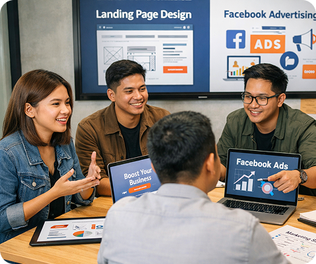 Team meeting discussing strategy